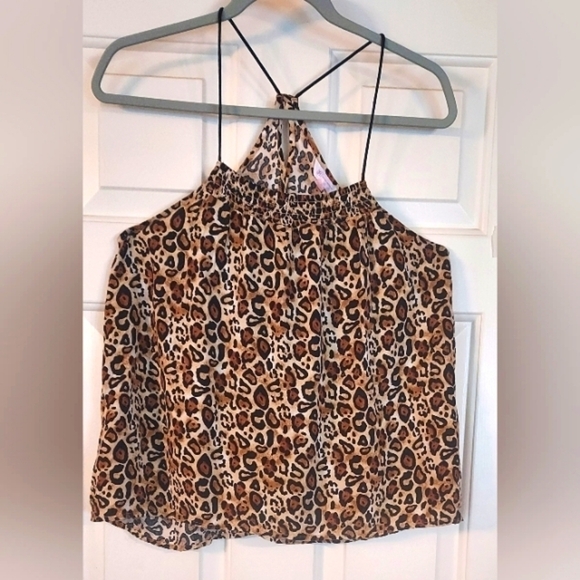NO Boundaries Cheetah Cropped Halter Tank Top Size L - Picture 2 of 3